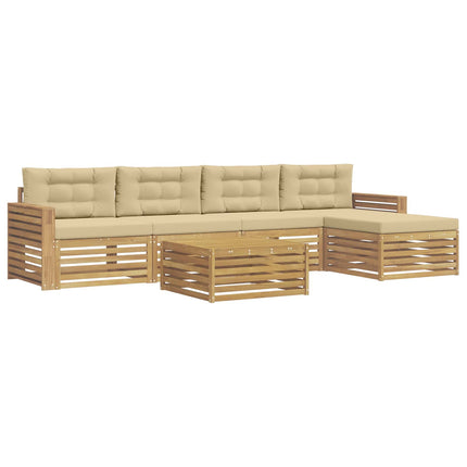 Utomhussoffset 6 pcs Vit och Beige 79 x 79 x 37 cm Polyester