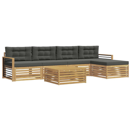 Utomhussoffset med kudde 7 pcs Vit och antracit Polyester