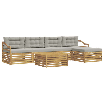 Utomhussoffset 6 pcs Vit och ljusgrå 79 x 79 x 37 cm Polyester