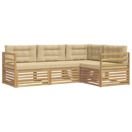 Utomhussoffset 4 pcs Vit och Beige 245,5 x 166,5 x 73 cm