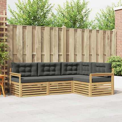 Utomhussoffset med kudde 5 pcs Vit och antracit Polyester