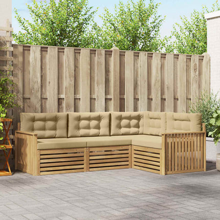 Utomhussoffset 4 st Vit och Beige Polyester