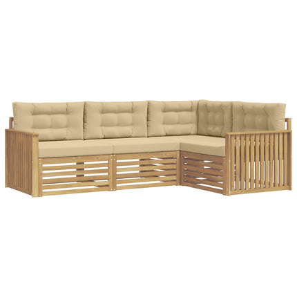 Utomhussoffset 4 st Vit och Beige Polyester