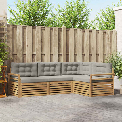 Utomhussoffset 4 pcs Vit och ljusgrå 250 x 170,5 x 73 cm