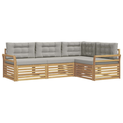 Utomhussoffset 4 pcs Vit och ljusgrå 250 x 170,5 x 73 cm