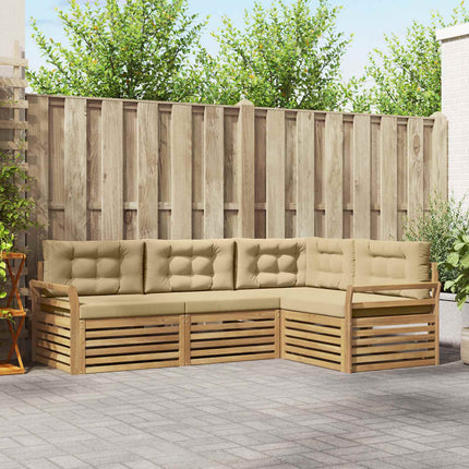 Utomhussoffset 4 st Vit och Beige Polyester