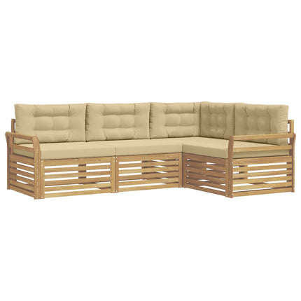 Utomhussoffset 4 st Vit och Beige Polyester
