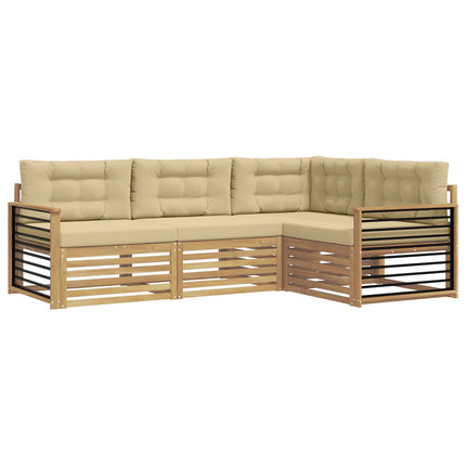 Utomhussoffset 5 st Vit och Beige Polyester