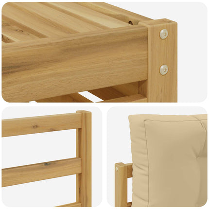 Utomhussoffset med kudde 5 pcs Vit och Beige Polyester