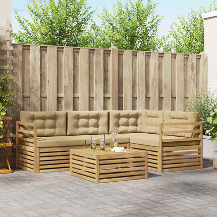 Utomhussoffset med kudde 5 pcs Vit och Beige Polyester