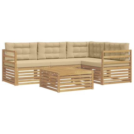 Utomhussoffset med kudde 5 pcs Vit och Beige Polyester