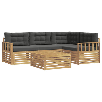 Utomhussoffset med kudde 6 pcs Vit och antracit Polyester