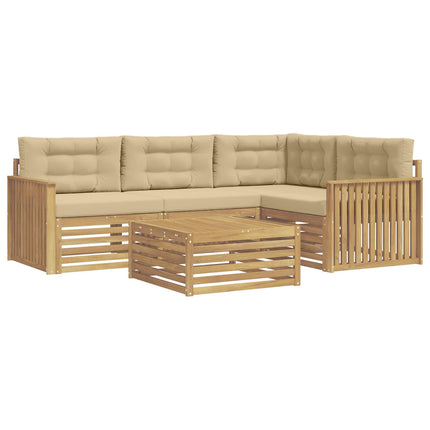Utomhussoffset 5 st Vit och Beige Polyester