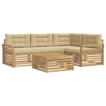 Utomhussoffset 5 st Vit och Beige Polyester