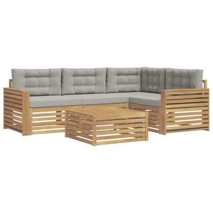 Utomhussoffset 5 pcs Vit och ljusgrå 79 x 79 x 37 cm Polyester