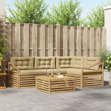 Utomhussoffset med kudde 5 pcs Vit och Beige Polyester