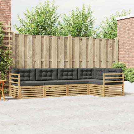 Utomhussoffset med kudde 5 pcs Vit och antracit Polyester