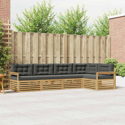 Utomhussoffset med kudde 6 pcs Vit och antracit Polyester