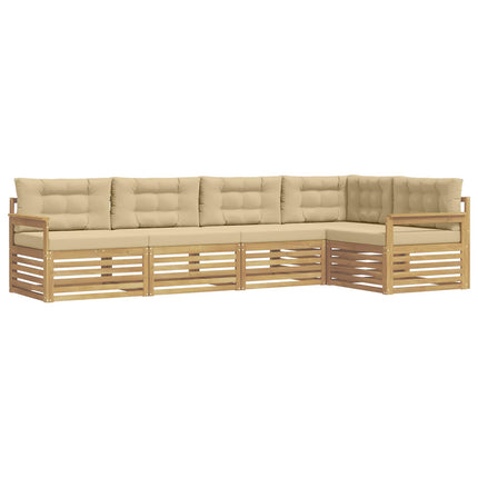 Utomhussoffset med kudde 6 pcs Vit och Beige Polyester