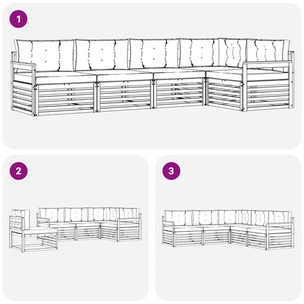 Utomhussoffset med kudde 6 pcs Vit och Beige Polyester