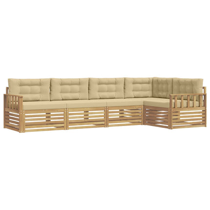 Utomhussoffset med kudde 6 pcs Vit och Beige Polyester