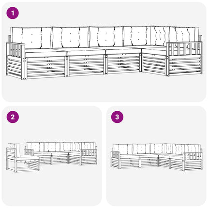 Utomhussoffset med kudde 6 pcs Vit och Beige Polyester