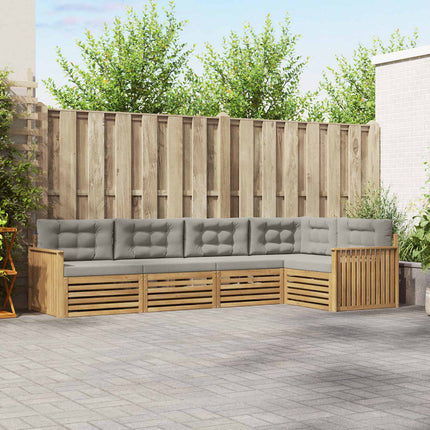 Utomhussoffset 5 pcs Vit och ljusgrå 327 x 168,5 x 73 cm