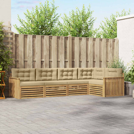 Utomhussoffset 5 pcs Vit och Beige 327 x 168,5 x 73 cm
