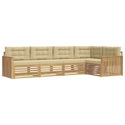 Utomhussoffset 5 st Vit och Beige Polyester