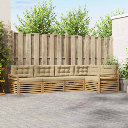 Utomhussoffset 5 st Vit och Beige Polyester