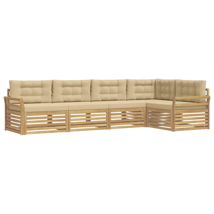 Utomhussoffset 5 st Vit och Beige Polyester