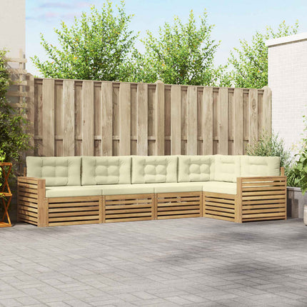 Utomhussoffset 5 pcs Vit och grädde 331 x 172,5 x 73 cm