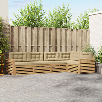 Utomhussoffset 5 st Vit och Beige Polyester