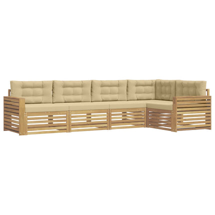 Utomhussoffset 5 st Vit och Beige Polyester