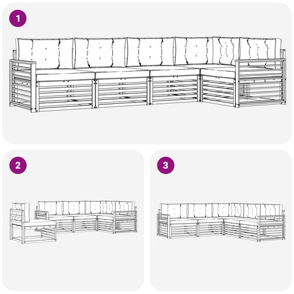 Utomhussoffset med kudde 6 pcs Vit och antracit Polyester