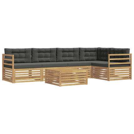 Utomhussoffset med kudde 6 pcs Vit och antracit Polyester