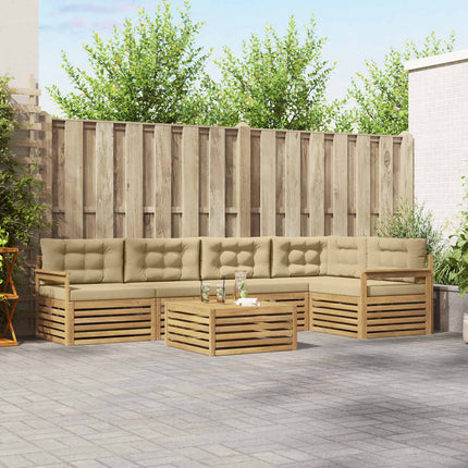 Utomhussoffset med kudde 6 pcs Vit och Beige Polyester