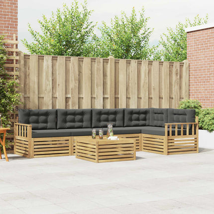 Utomhussoffset med kudde 6 pcs Vit och antracit Polyester