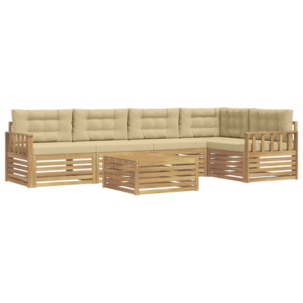 Utomhussoffset med kudde 6 pcs Vit och Beige Polyester