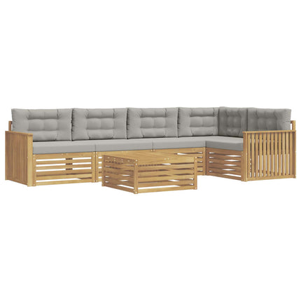 Utomhussoffset 6 pcs Vit och ljusgrå 79 x 79 x 37 cm Polyester