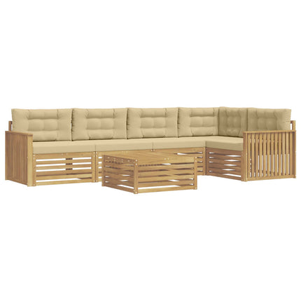 Utomhussoffset 6 pcs Vit och Beige 79 x 79 x 37 cm Polyester