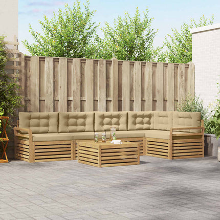 Utomhussoffset 6 st Vit och Beige Polyester