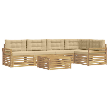 Utomhussoffset 6 st Vit och Beige Polyester
