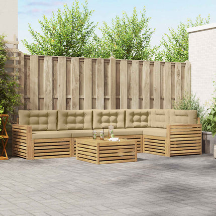 Utomhussoffset 6 pcs Vit och Beige 79 x 79 x 37 cm Polyester