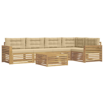 Utomhussoffset 6 st Vit och Beige Polyester