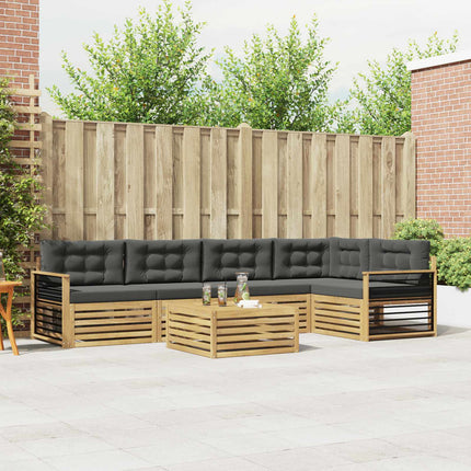 Utomhussoffset med kudde 6 pcs Vit och antracit Polyester