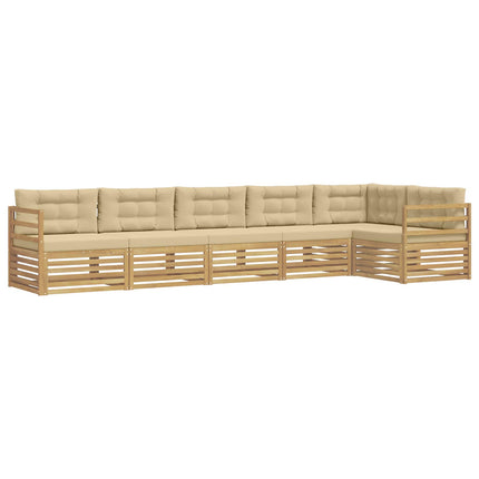 Utomhussoffset 6 pcs Vit och Beige 404 x 166,5 x 73 cm