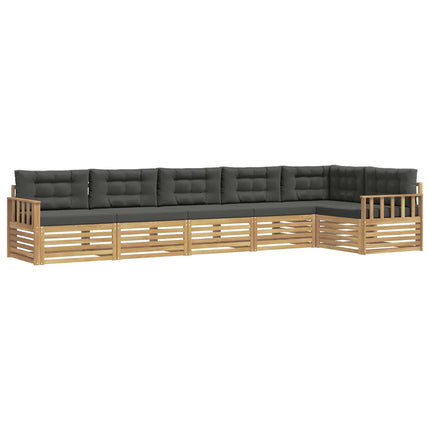 Utomhussoffset med kudde 6 pcs Vit och antracit Polyester