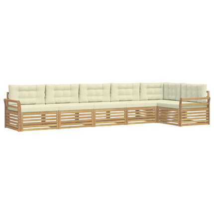 Utomhussoffset 6 pcs Vit och grädde 408 x 170,5 x 73 cm