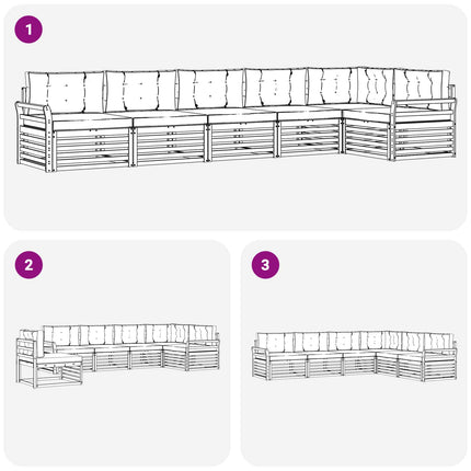 Utomhussoffset 6 pcs Vit och antracit 408 x 170,5 x 73 cm